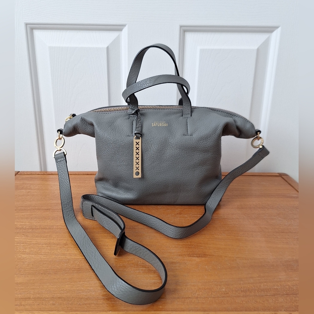 Kate Spade Gray Leather Crossbody Bag Slouchy Zip Pebbled Freeform Satchel NEW